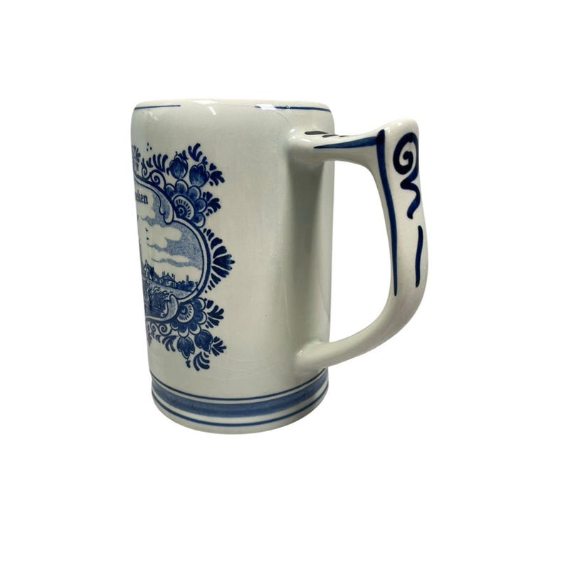 VTG Heineken Beer Mug Hand Painted Delft Blue Windmill Cup Holland Pottery image 4