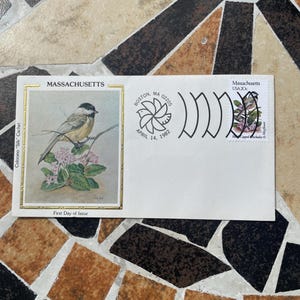 Sobres vintage para cartas mezcla de 4 pájaros, flores y plantas de la naturaleza
