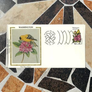 Vintage Umschlag Washington Vogel & Blume 1982 Colorano Seide Cachet