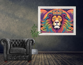 lion, poster, room, decoration, mural, wall decoration, children's room, child