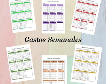 Plantilla de Gastos Personales en Español | PDF A4 Imprimible | Organizador de Presupuesto Semanal | Control de Gastos para Rellenar a Mano