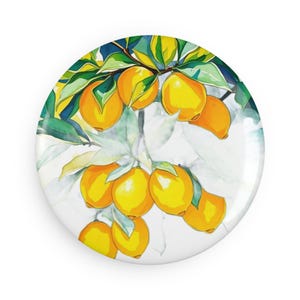 Lemon Grove Button Magnet Set - Fresh Citrus Decor, Kitchen Accessory, Gift for Gardeners, Home & Office Decor, Nature Lover Gift