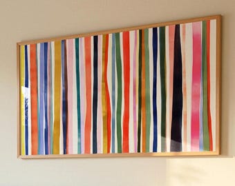 Colorful Stripe Mid Century Print Panoramic Wall Decor SP0292