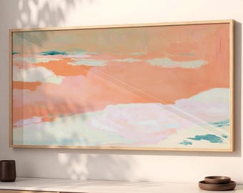 Peach Sunset Sky Print Coastal Cloud Wall Art SP0321