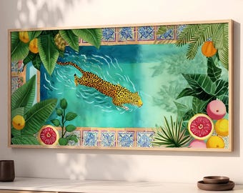 Leopard Mediterranean Pool Wall Art Vacation Home Decor SP0027