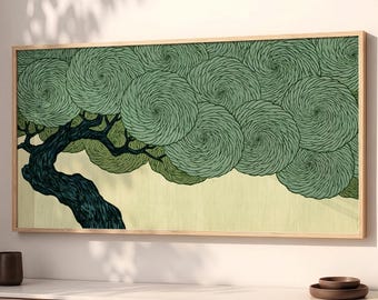 Japandi Tree Print Sage Green Zen Wabi Sabi Wall Art SP0324