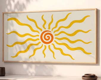 Large Panoramic Retro Spiral Sun Framed Art SP0341