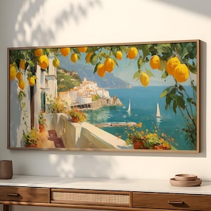 Amalfi Coast Print: Italian Lemon Tree Landscape, Mediterranean Decor SP0132