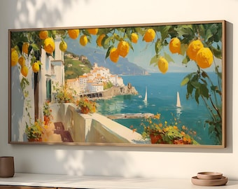 Amalfi Coast Print: Italian Lemon Tree Landscape, Mediterranean Decor SP0132