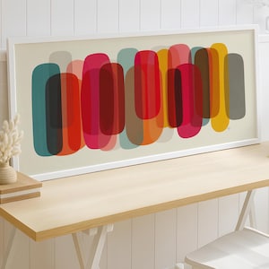 Mid Century Modern Framed Abstract Art Print: Color Block Geometric Wall Decor SP0185