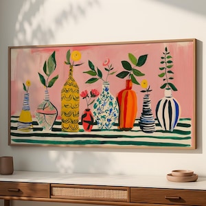 Impression de natures mortes de style Matisse : vase coloré, décoration d'intérieur moderne SP0122