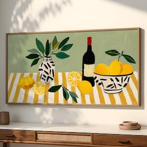 Muurkunst citroen, grote ingelijste stillevenprint Matisse-stijl SP0267