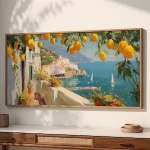 Amalfi Coast Print: Italian Lemon Tree Landscape, Mediterranean Decor SP0132