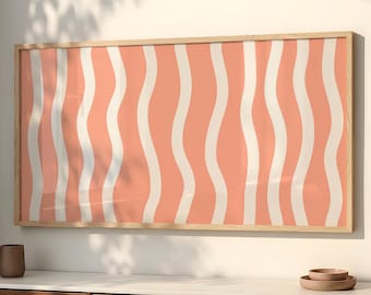 Peach Groovy Art Wavy Stripe 80s Retro Wall Decor SP0351