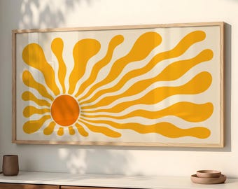 Retro Sunrise Print Groovy 80s Wall Art Boho Decor SP0344