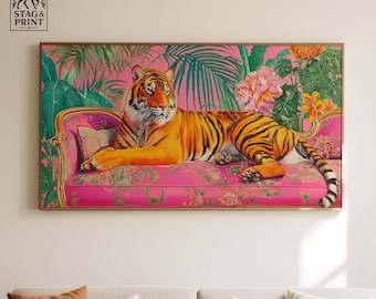 Tropical Tiger Print: Vibrant Jungle Panorama, Exotic Home Decor SP0024