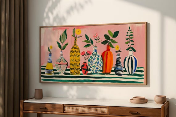 Matisse Style Still Life Print: Colorful Vase, Modern Home Decor SP0122