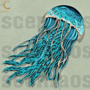Jellyfish 3D Layered CNC SVG – Coastal Ocean Art Digital Download