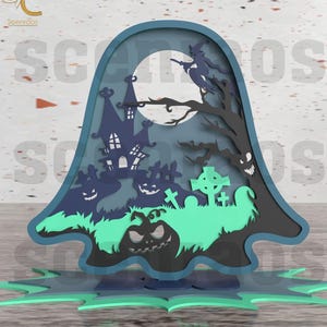 Halloween Ghost Scene Laser Cut File, Digital Svg For Glowforge