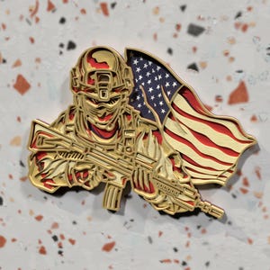 Layered Soldier SVG with American Flag, 3D Patriotic Wall Art for Laser Cutting, Glowforge File
