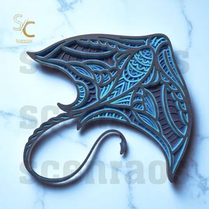 Manta Ray Multilayer SVG | 3D Stingray Cut File for Cricut, Silhouette & DIY Ocean Themed Decor