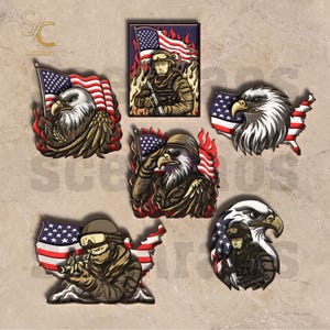 USA Soldier and Eagle SVG Bundle for CNC - Layered Patriotic Military Designs
