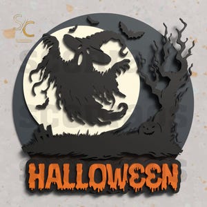 Halloween Laser Cut File, Spooky Witch, Halloween SVG, Digital Halloween Decoration, Halloween Digital File, Laser Cut Template, SVG Laser