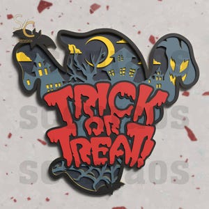 Trick or Treat Ghost SVG, Halloween Digital File, Laser Cut Design, Party Decoration SVG