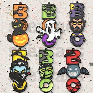 Halloween BOO Sign Laser Cut File Bundle, a Spooky SVG for Ornaments and Door Hangers