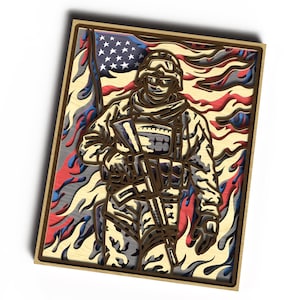 American Soldier SVG File | 3D Patriotic Wall Art for Laser Cutting | Military CNC Pattern