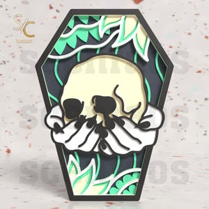 Halloween Skull Coffin Svg, Digital Laser Cut File, Glowforge File, Halloween Decor, Svg Laser Cut