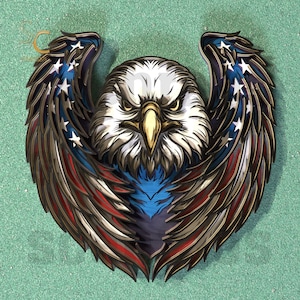 American Eagle with USA Flag Wings - Layered Laser Cut File for CNC