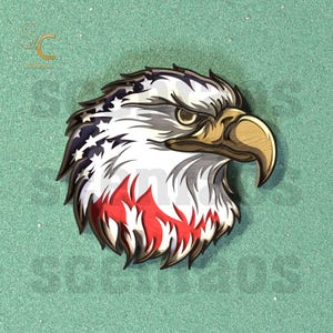 Patriotic Eagle Head with USA Flag and Flames - CNC Digital Design Files