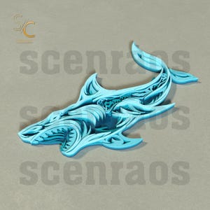 3D Shark Design CNC Files for Glowforge - Nautical Sea Life Digital SVG