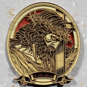 3D Layered Passion of Christ SVG | Jesus with Crown of Thorns Laser File for CNC | Christian Easter Decor