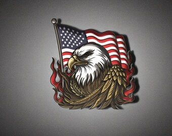 Layered Patriotic Eagle and USA Flag CNC Design - Digital Files for Glowforge
