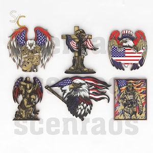Patriotic Military Eagle SVG Set | Layered 4th of July USA Flag Laser & svg laser file