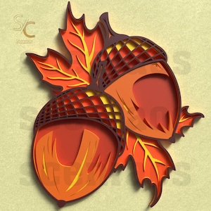 Thanksgiving Fall Acorn Svg, Laser Cut Files, Autumn Decor, Pumpkin Svg, Digital File for Glowforge, Laser Cut Template
