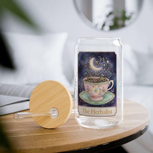 Vaso herbolario encantador, 473 ml / Perfecto para amantes del té, recipiente ecológico para bebidas, regalo único para ella, cocina mágica