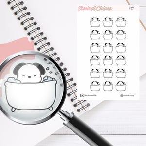 かわいい手描きのバスタブプランナーステッカー | 小さな犬の落書き風ほぼ日ステッカー | セルフケア落書きステッカー | プランナーステッカー | ジャーナリングステッカー