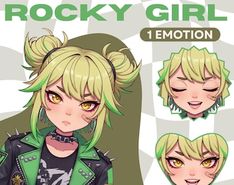 Rock Punk Girl PNGTuber Model | Premade Vtuber Avatar