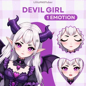 Devil Girl PNGTuber | Premade Cute Chibi Vtuber Model | Reactive PNG for Veadotube & GIFTuber | Twitch Discord YouTube OC Adopt Art
