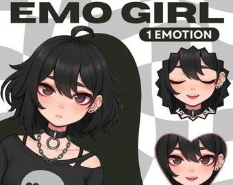 Modelo PNGTuber de chica emo / Avatar Chibi Vtuber prediseñado