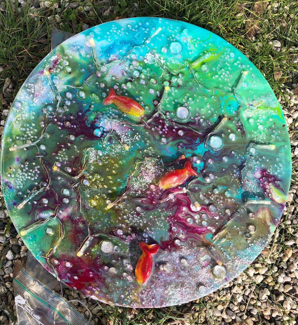 Epoxy Resin Circular Fish Underwater Theme. Etsy Ireland