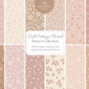 Cottage Florale Nahtlose Muster Bündel • Weiche Vintage Blumen • Romantische Blumenkollektion • Digitaler Download