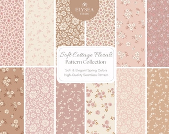 Cottage Floral Seamless Patterns Bundle • Soft Vintage Flowers • Romantic Floral Collection • Digital Download