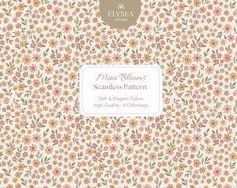 Mini Vintage Watercolor Floral Pattern – 4 Seamless Colorways | Digital Paper for Fabric, Scrapbook & Wallpaper Design