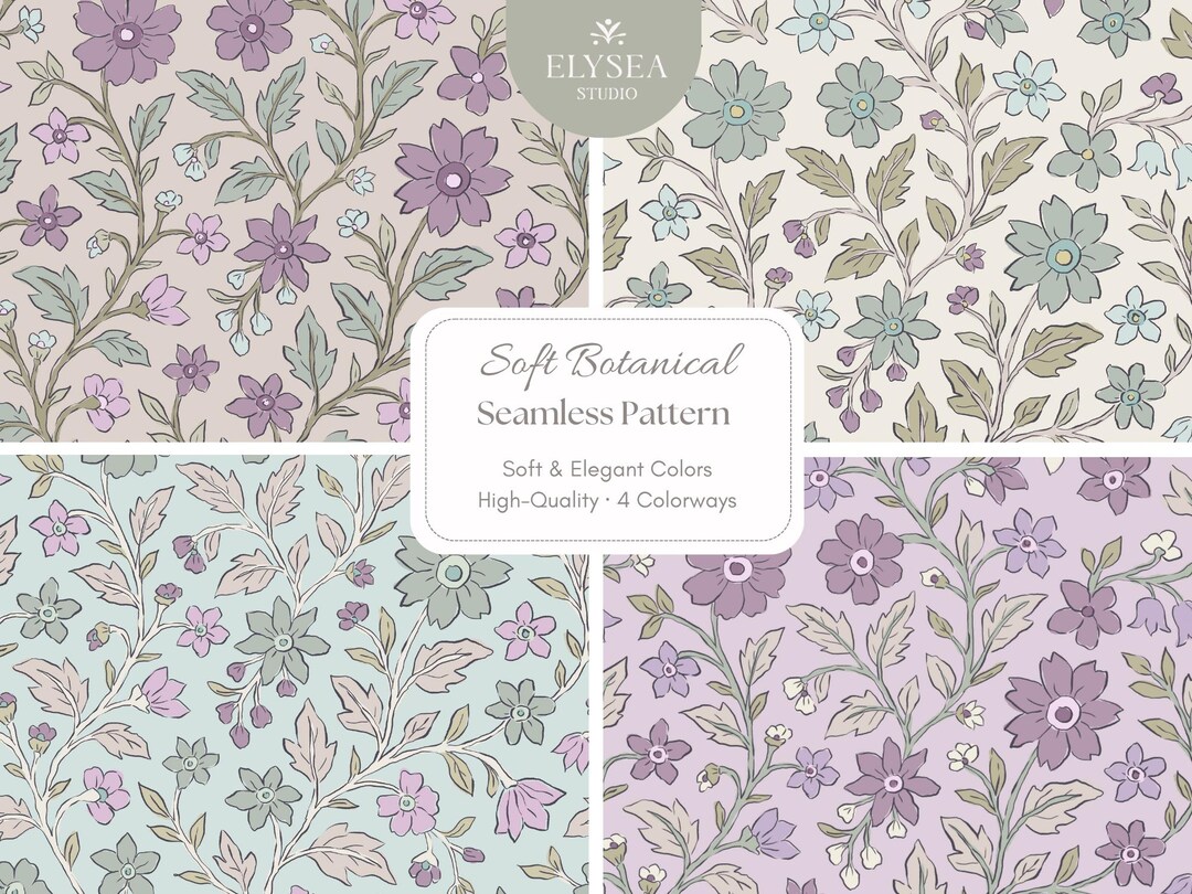 Boho Floral Seamless Pattern • Vintage Botanical Repeat Tile • Soft ...