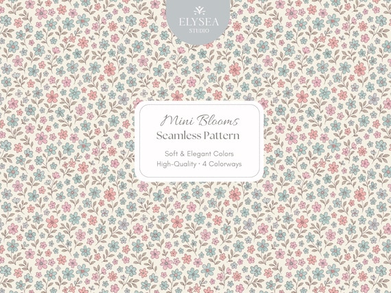 Mini Blooms Seamless Pattern • Colorful Liberty Floral Digital Paper • 4 Colorways | Seamless Fabric, Wallpaper & Scrapbook Design