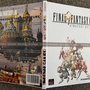 May include: A Final Fantasy IX strategy guide. The cover features the game's title and a character illustration. The spine displays the game's title. The back cover has game details and a cityscape illustration.